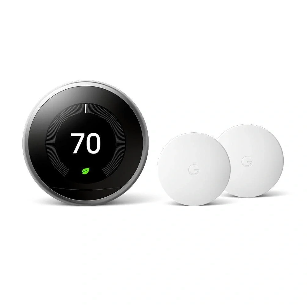 Google Nest Learning Smart Wi-Fi Thermostat + 2 Nest Temperature Sensors (NEW)